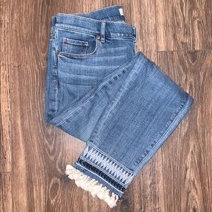 Loft Tassel Embroidered Modern Skinny Crop Jeans